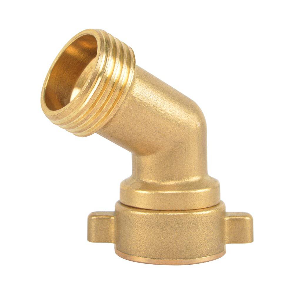 HYDRO MASTER 45 Degree Hose Elbow Garden Hose Connector Quick Swivel Connect Adapter, Solid Brass - watertech plumbing supply
