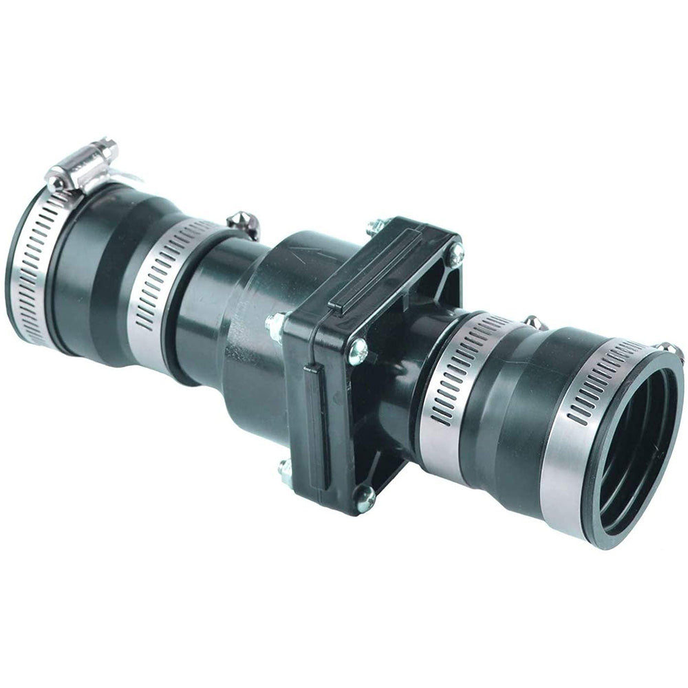 Hydro Master Plastic Sump Pump Check Valve with Stainless Steel Clamps for 1-1/2 inch or 1-1/4 inch - watertech plumbing supply