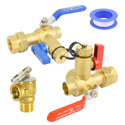 HYDRO MASTER Tankless Water Heater Valve Kit, Lead-Free Brass, NPT Thread x Sweat Connection - watertech plumbing supply