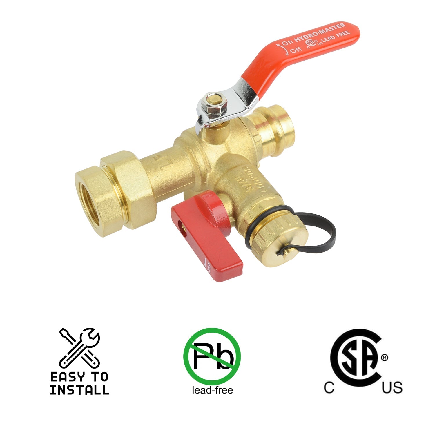 HYDRO MASTER Tankless Water Heater Valve Kit, Lead-Free Brass, NPT Thread x Press Connection - watertech plumbing supply
