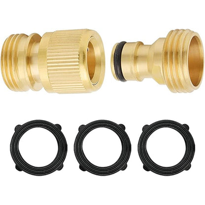 HYDRO MASTER Brass Garden Hose Quick Connector, Solid Brass,3/4 Inch Garden Hose Thread. (Male Thread) - watertech plumbing supply