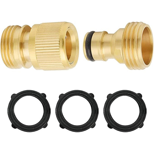 HYDRO MASTER Brass Garden Hose Quick Connector, Solid Brass,3/4 Inch Garden Hose Thread. (Male Thread) - watertech plumbing supply