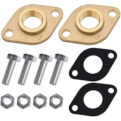 Solid Brass Flange Kit with Gaskets, NPT thread, For Radiant Heating Systems