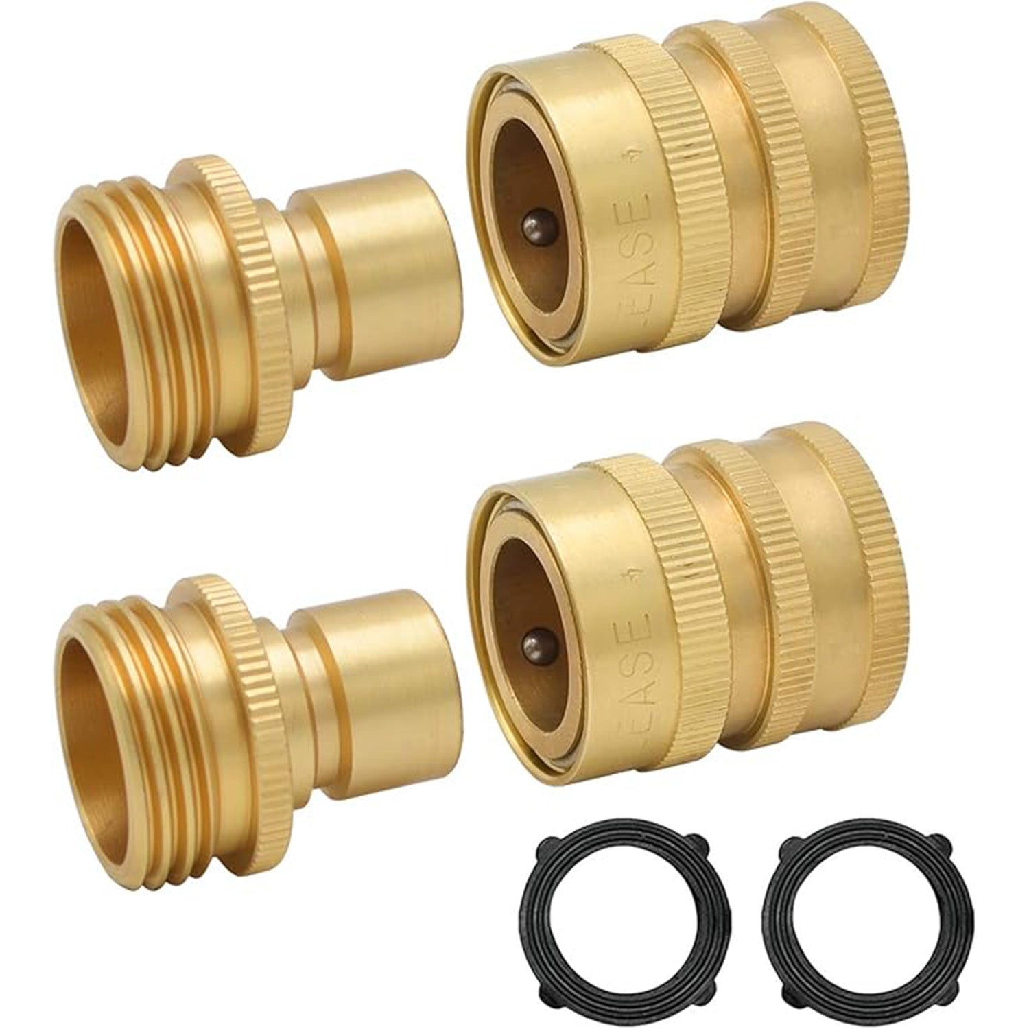 HYDRO MASTER 3/4" Garden Hose Quick Connector with Auto Shut-Off,Fits All Garden Hose. (Brass) - watertech plumbing supply