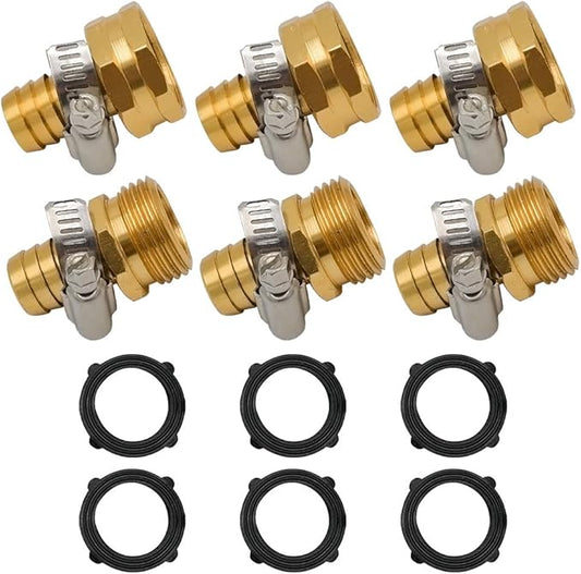 HYDRO MASTER Garden Hose Repair Connector with Clamps,3/4" GHT x 5/8" Barbed with Stainless Steel Clamp,3 Set - watertech plumbing supply