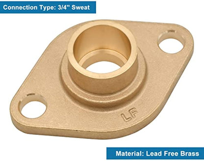 Solid Brass Flange Kit with Gaskets, Sweat, For Radiant Heating Systems