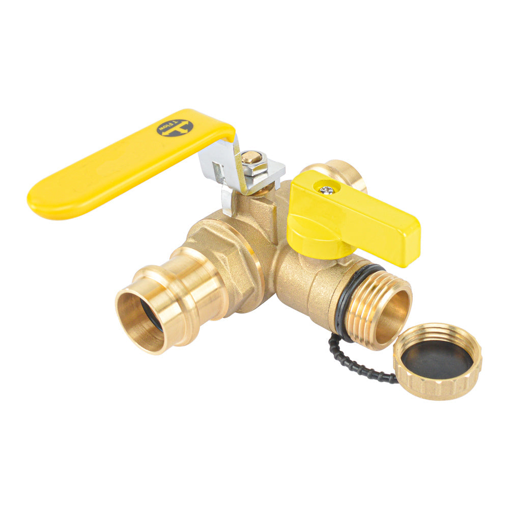 3/4" Press Full Port Ball Valve w/Drain & Reversible Handle