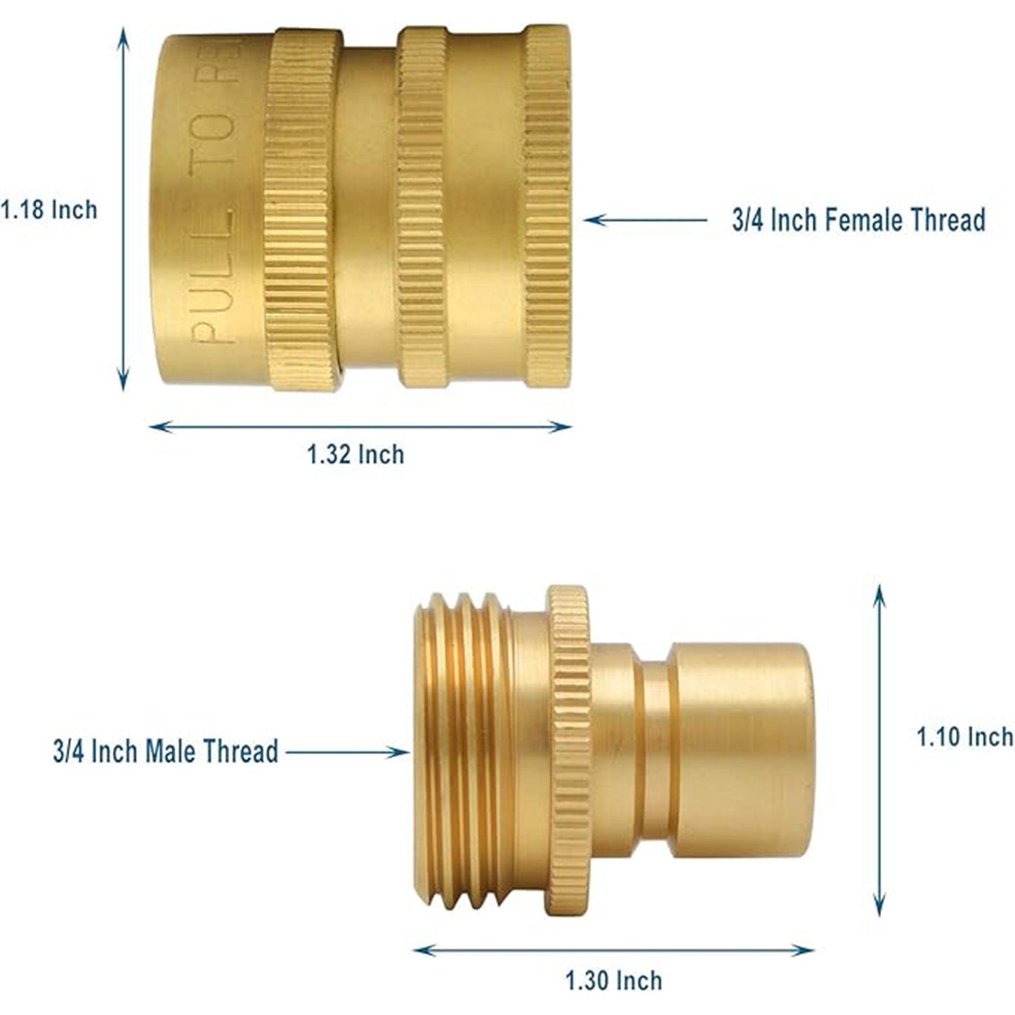 HYDRO MASTER 3/4" Garden Hose Quick Connector with Auto Shut-Off,Fits All Garden Hose. (Brass) - watertech plumbing supply
