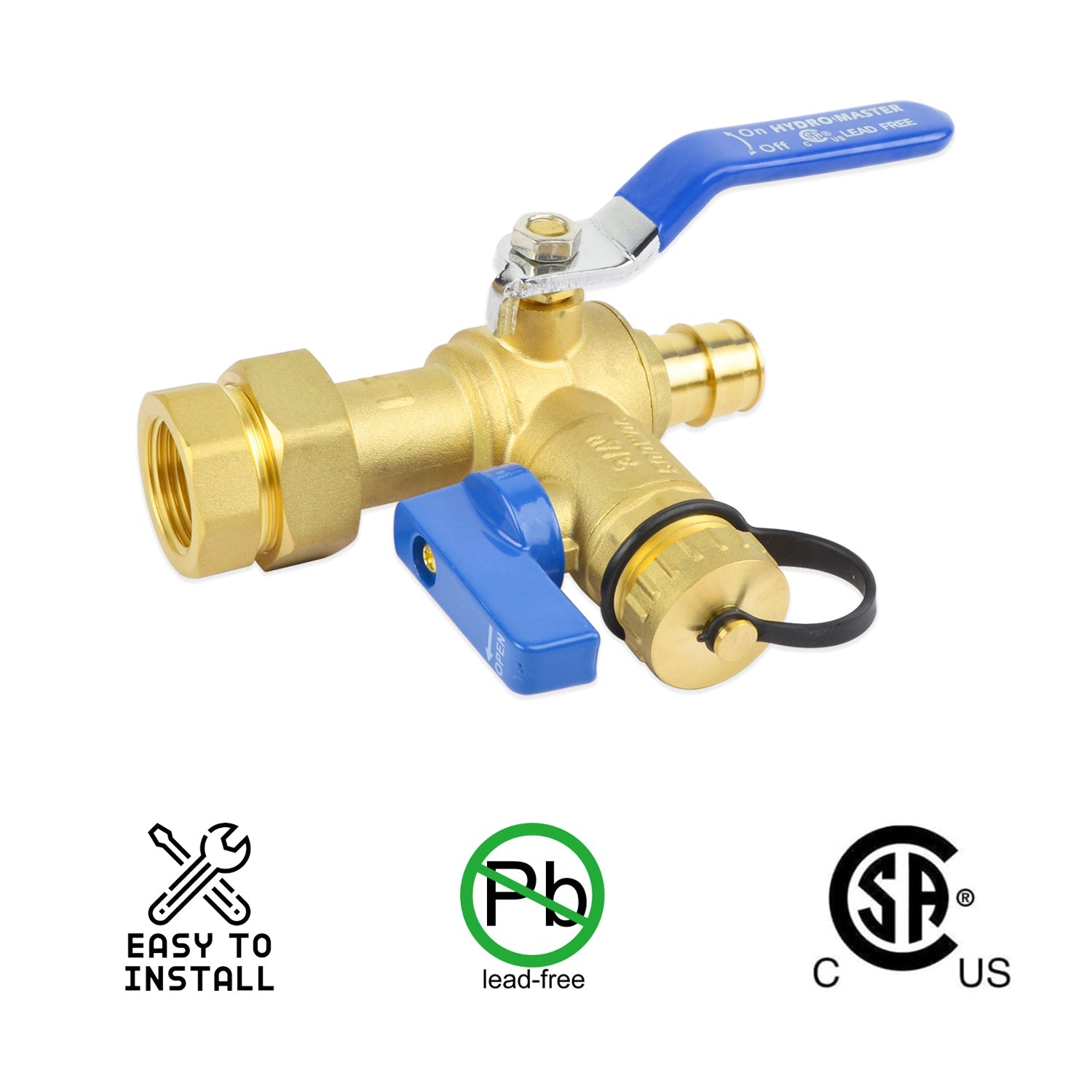 HYDRO MASTER Tankless Water Heater Valve Kit, Lead-Free Brass, NPT Thread x PEX (F1960) Connection - watertech plumbing supply
