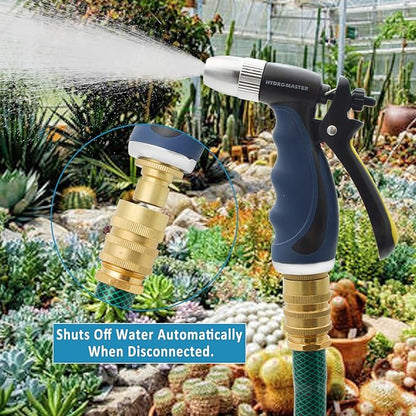 HYDRO MASTER 3/4" Garden Hose Quick Connector with Auto Shut-Off,Fits All Garden Hose. (Brass) - watertech plumbing supply