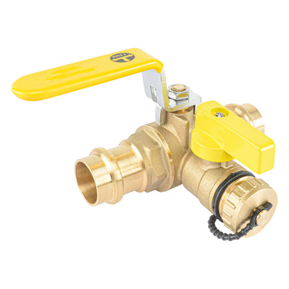 3/4" Press Full Port Ball Valve w/Drain & Reversible Handle