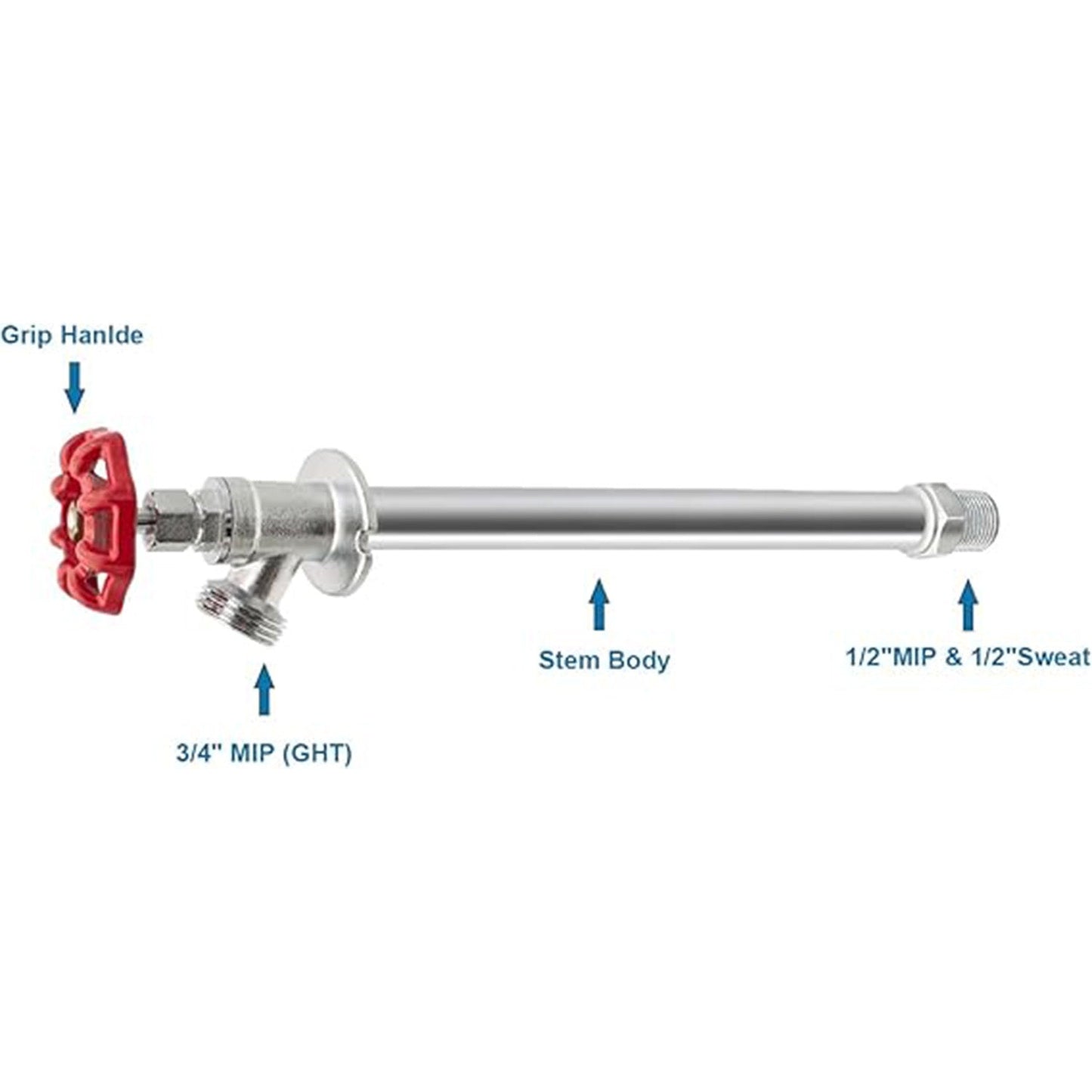 HYDRO MASTER Frost Free Sillcock Outdoor Faucet, 3/4" MIP x 1/2" MIP & 1/2" Sweat - watertech plumbing supply