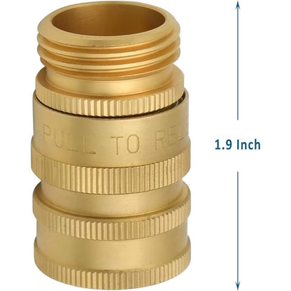 HYDRO MASTER 3/4" Garden Hose Quick Connector with Auto Shut-Off,Fits All Garden Hose. (Brass) - watertech plumbing supply
