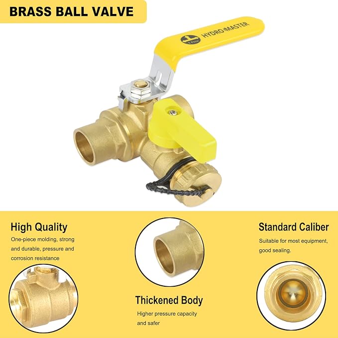 3/4" Sweat Full Port Ball Valve w/Drain & Reversible Handle