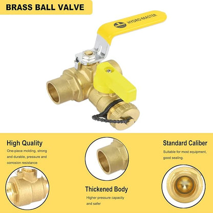 3/4" Sweat Full Port Ball Valve w/Drain & Reversible Handle