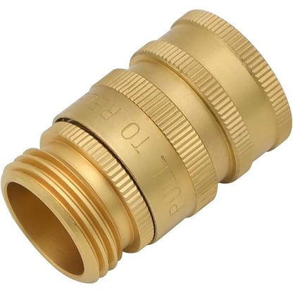 HYDRO MASTER 3/4" Garden Hose Quick Connector with Auto Shut-Off,Fits All Garden Hose. (Brass) - watertech plumbing supply
