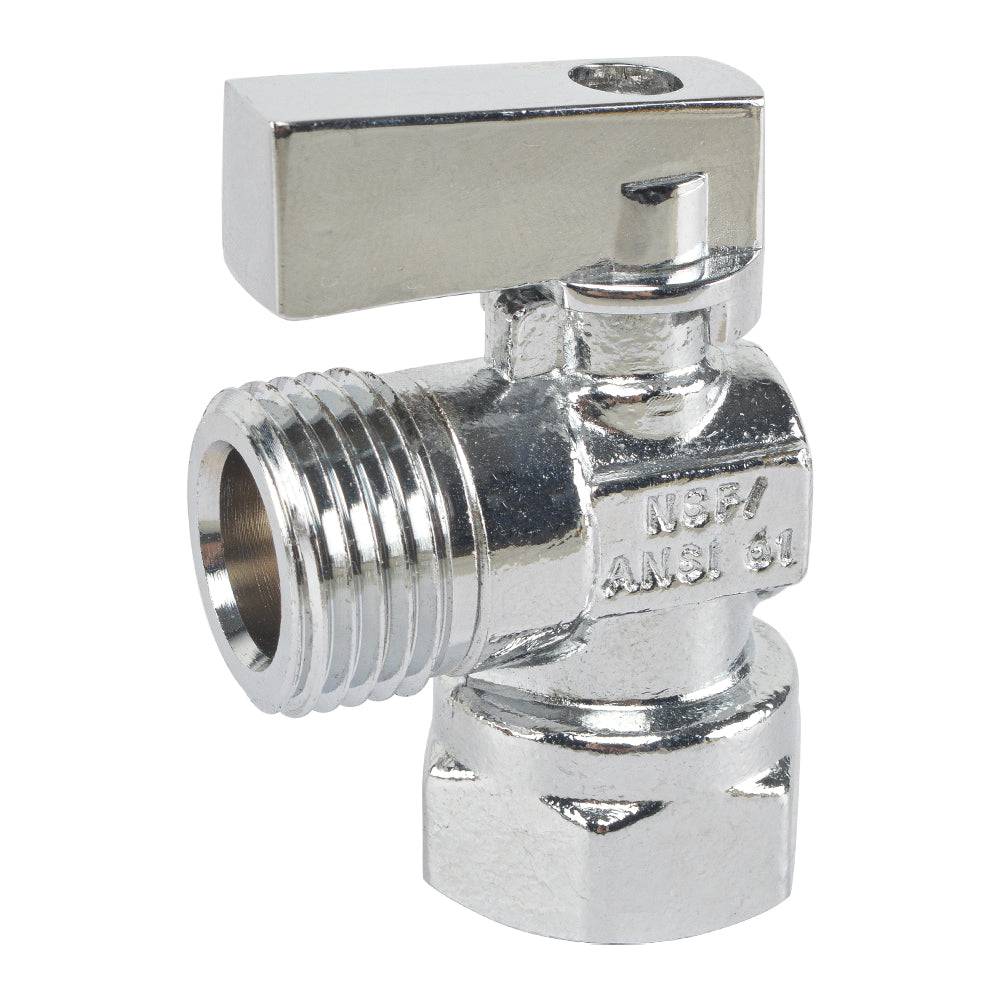 HYDRO MASTER Lead Free Brass Chrome Plated NPSM 1/4 Turn Zinc Handle Stop Angle Valve - watertech plumbing supply