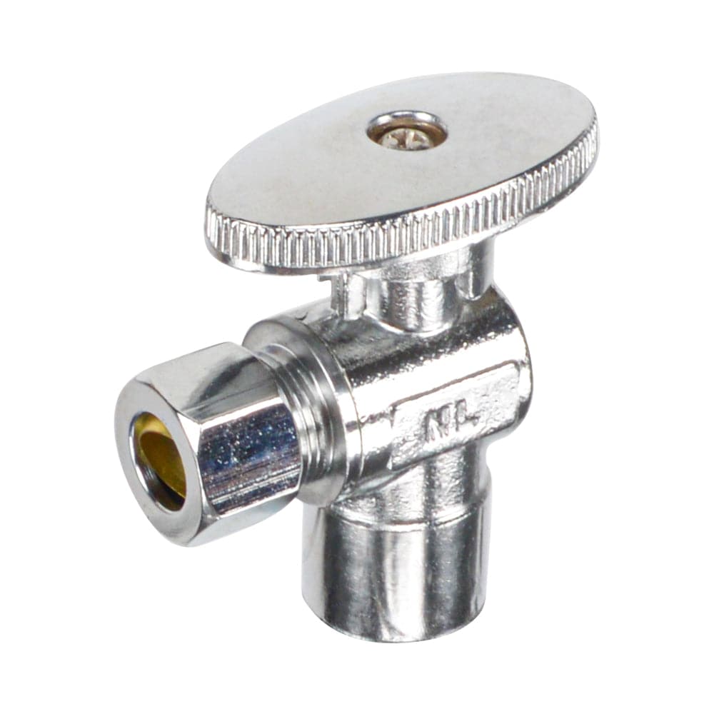 HYDRO MASTER LF brass angle stop valve, 1/4 turn, 1/2"SWT X 3/8"OD,brass body and zinc handle - watertech plumbing supply