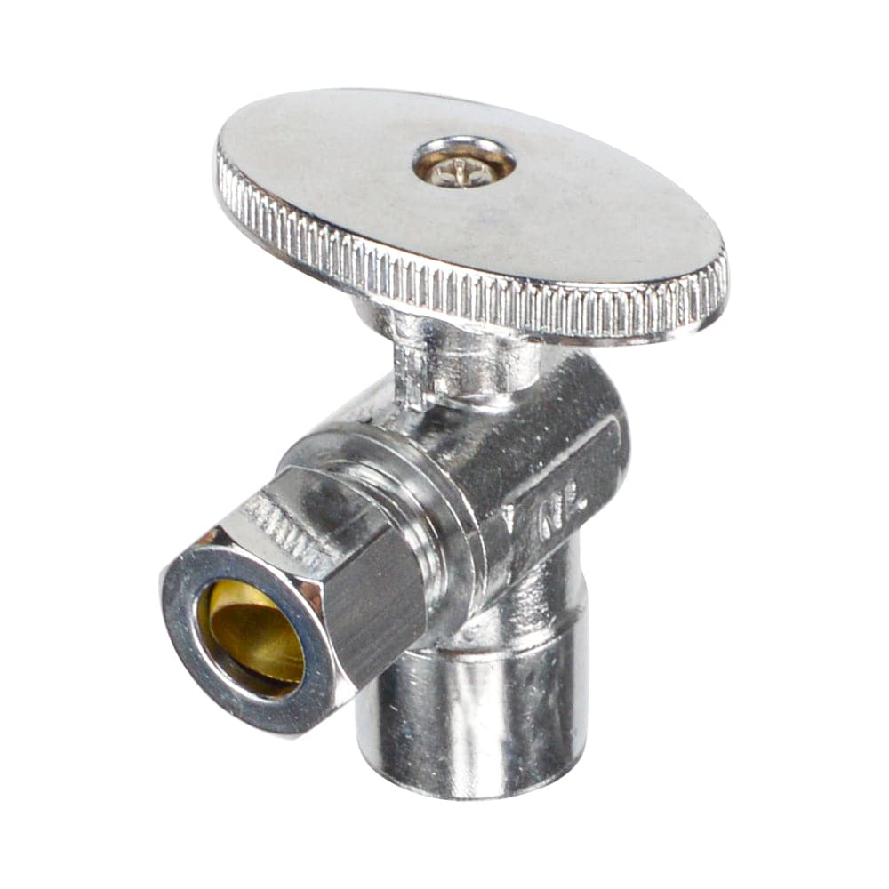 HYDRO MASTER LF brass angle stop valve, 1/4 turn, 1/2"SWT X 3/8"OD,brass body and zinc handle - watertech plumbing supply