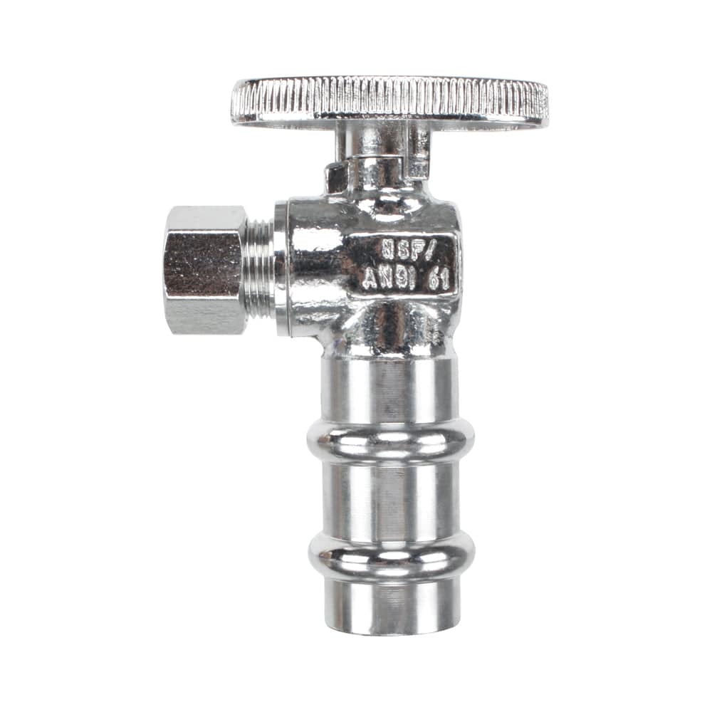HYDRO MASTER Lead Free Brass Chrome Plated 1/4 Turn Stop Angle Valve - watertech plumbing supply