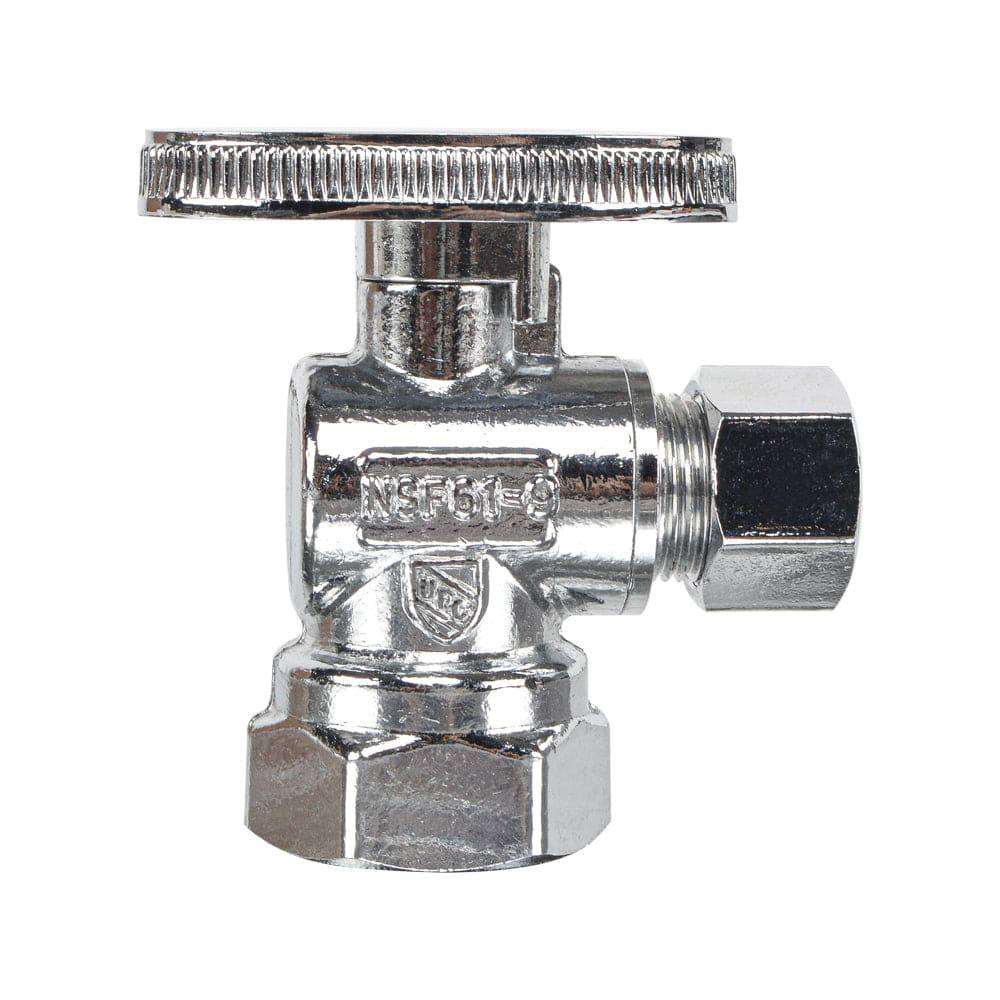 HYDRO MASTER Lead Free Brass Chrome Plated 1/4 Turn Zinc Handle Stop Angle Valve - watertech plumbing supply