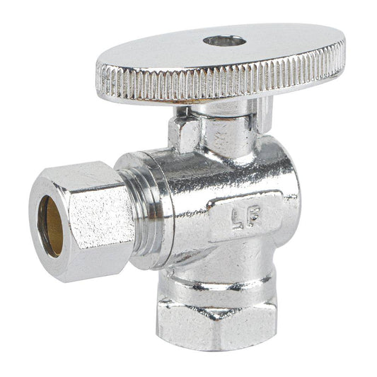 HYDRO MASTER Lead Free Brass Chrome Plated 1/4 Turn Zinc Handle Stop Angle Valve - watertech plumbing supply