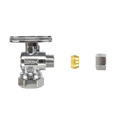 HYDRO MASTER Lead Free Brass Chrome Plated 1/4 Turn Zinc Handle Stop Angle Valve - watertech plumbing supply