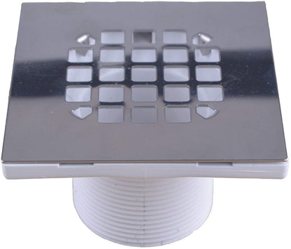 Hydro Master No-hub Bolt-down PVC Shower Drain with Top Stainless Steel Grate (Square) 2 inch or 3 inch - watertech plumbing supply