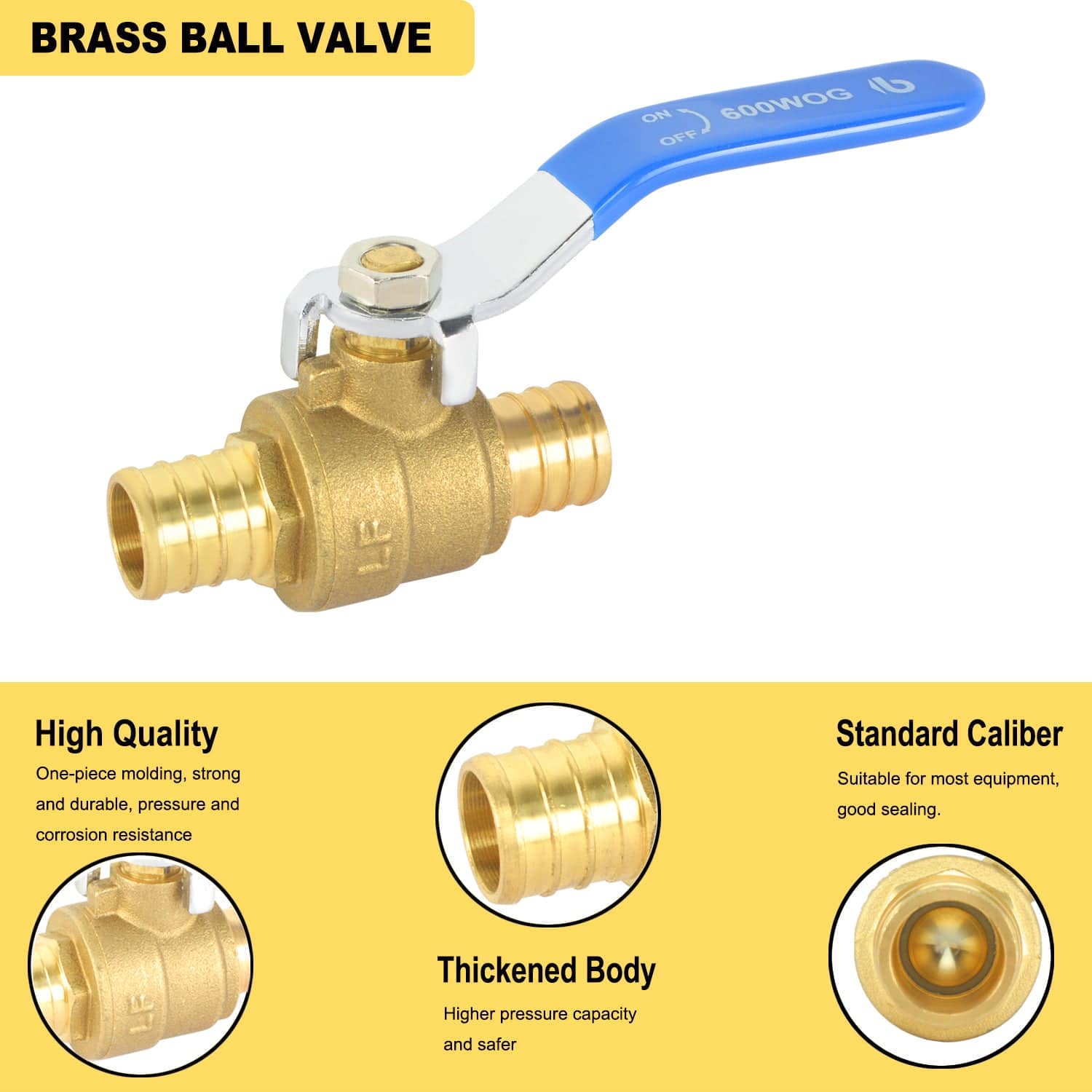 HYDRO MASTER PEX Brass Ball Valve,Lead Free Brass,ASIN F1807, 600WOG - watertech plumbing supply
