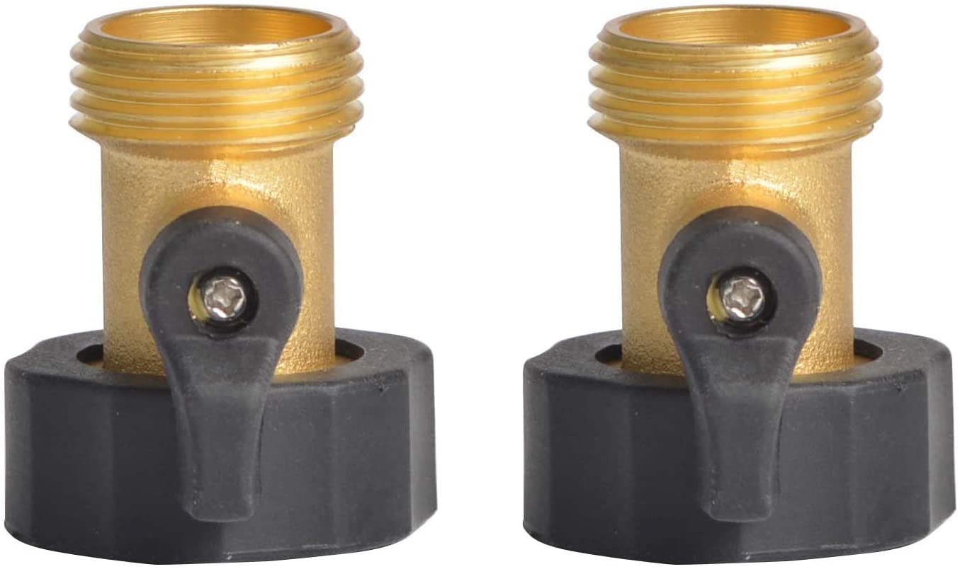HYDRO MASTER 3/4" NH Heavy Duty Brass Shut Off Valves/Garden Hose Connectors with Extra Rubber Seals, 2 Pack - watertech plumbing supply