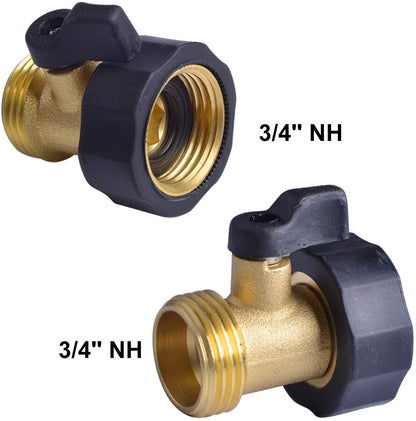HYDRO MASTER 3/4" NH Heavy Duty Brass Shut Off Valves/Garden Hose Connectors with Extra Rubber Seals, 2 Pack - watertech plumbing supply