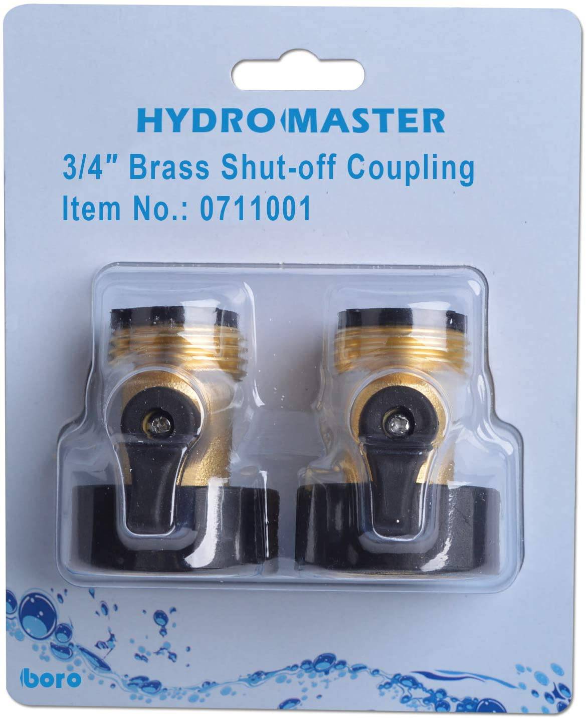 HYDRO MASTER 3/4" NH Heavy Duty Brass Shut Off Valves/Garden Hose Connectors with Extra Rubber Seals, 2 Pack - watertech plumbing supply