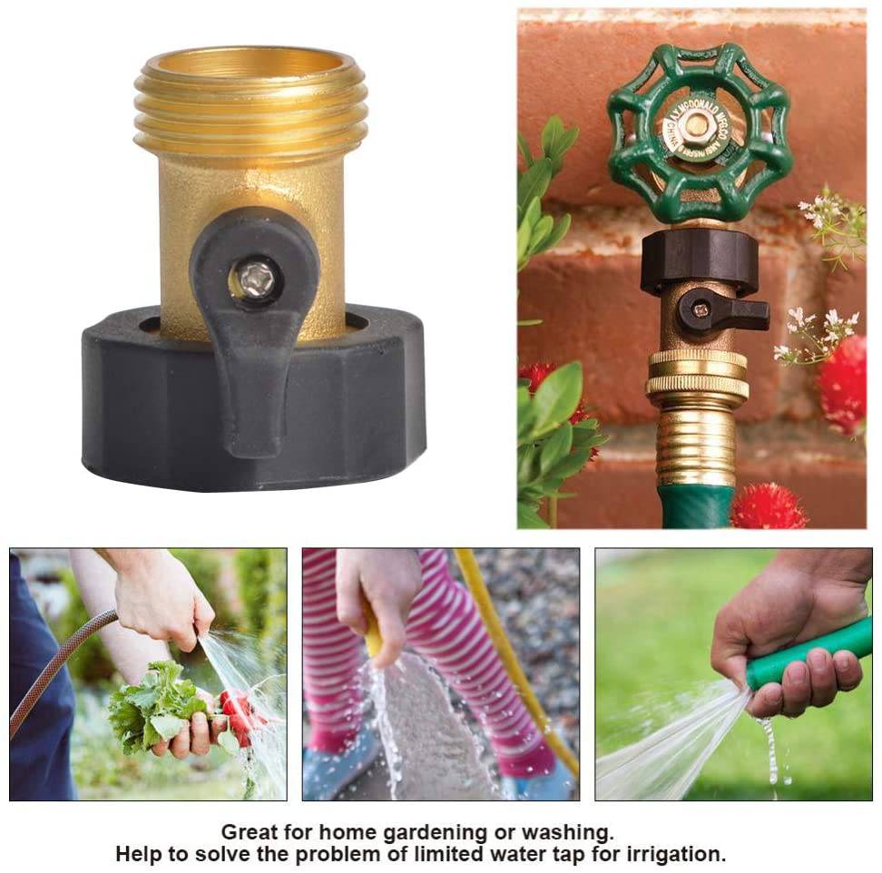 HYDRO MASTER 3/4" NH Heavy Duty Brass Shut Off Valves/Garden Hose Connectors with Extra Rubber Seals, 2 Pack - watertech plumbing supply