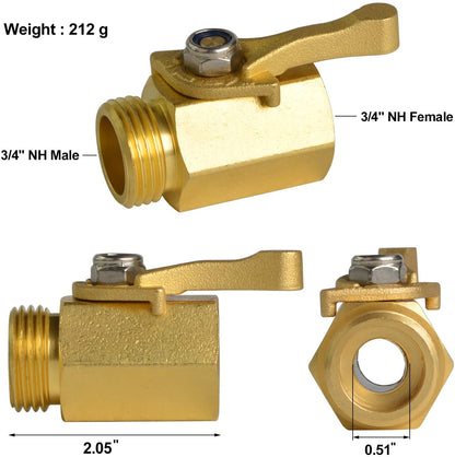 HYDRO MASTER Heavy Duty 3/4" Brass Shut Off Valve with Large Handle, Full Flow Garden Hose Connector - watertech plumbing supply