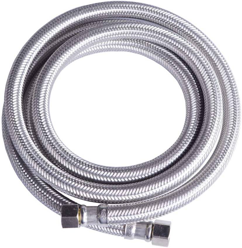 Hydro Master 72 inches Braided Stainless Steel Dishwasher Connector with Elbow, 3/8" Comp x 3/8" Comp, Lead Free - watertech plumbing supply
