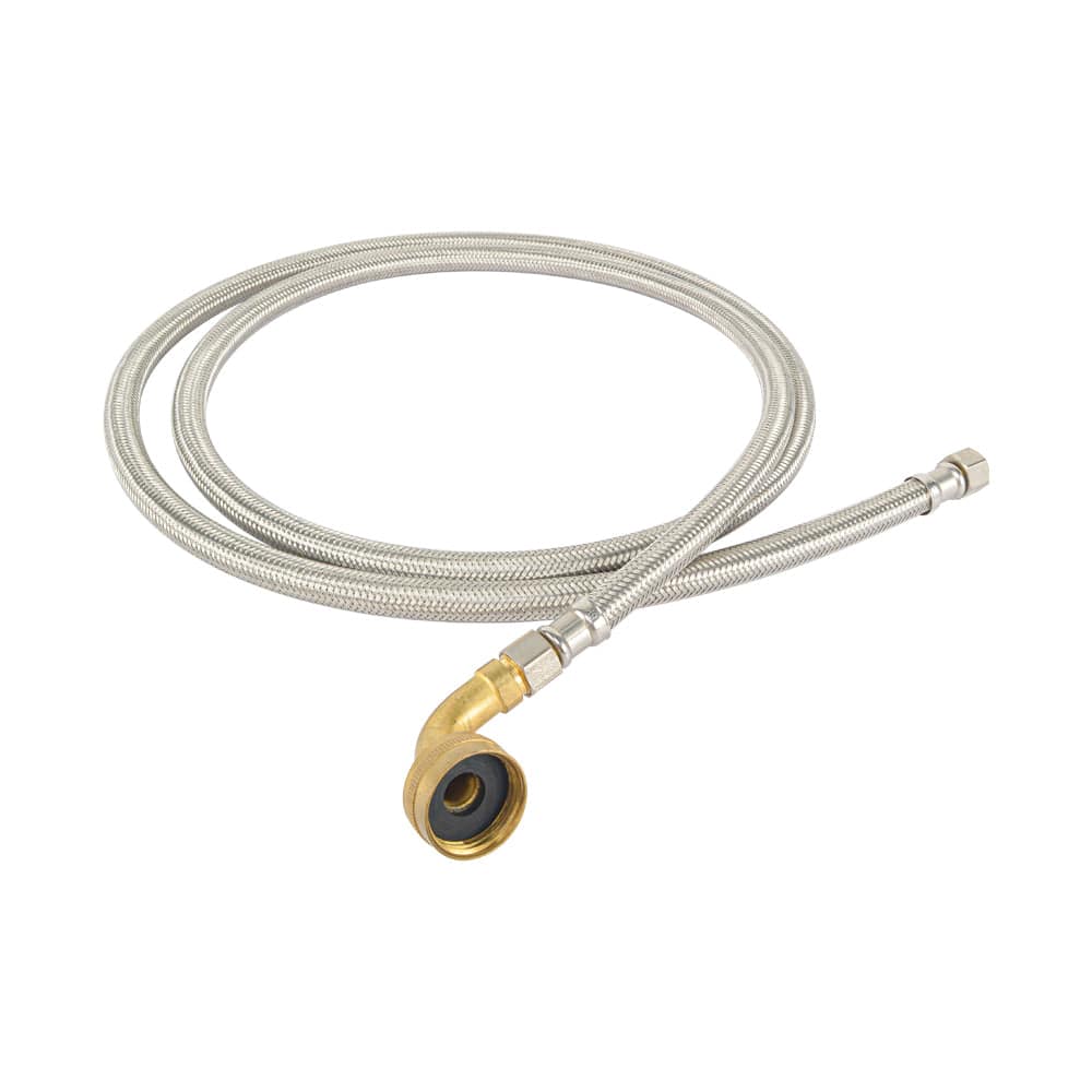 Hydro Master 72 inches Braided Stainless Steel Dishwasher Connector with Elbow, 3/8" Comp x 3/8" Comp, Lead Free - watertech plumbing supply