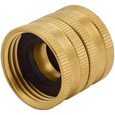 HYDRO MASTER 3/4 Inch Brass Garden Hose Adapter Double Female Quick Connector, Solid Brass 2 Pack - watertech plumbing supply