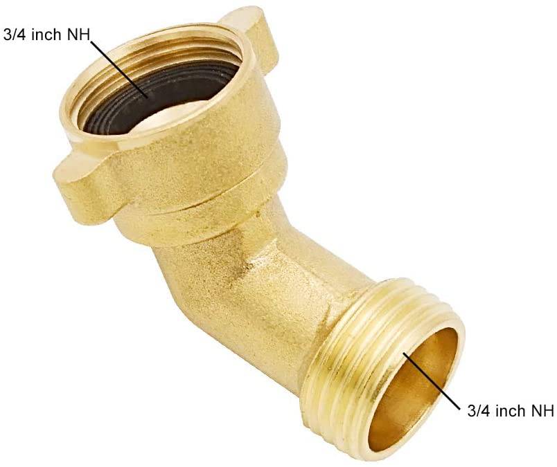 HYDRO MASTER 45 Degree Hose Elbow Garden Hose Connector Quick Swivel Connect Adapter, Solid Brass - watertech plumbing supply