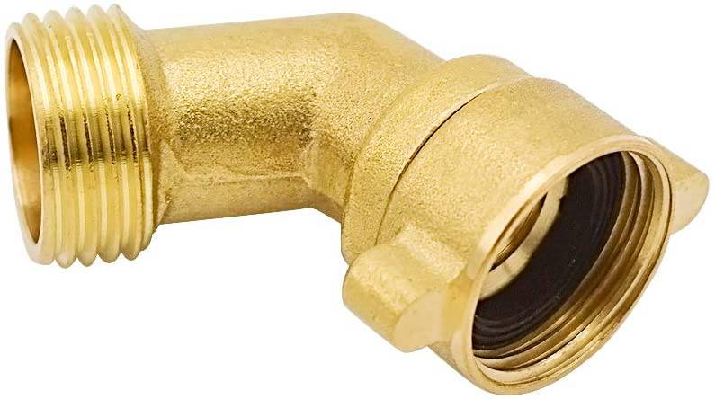 HYDRO MASTER 45 Degree Hose Elbow Garden Hose Connector Quick Swivel Connect Adapter, Solid Brass - watertech plumbing supply