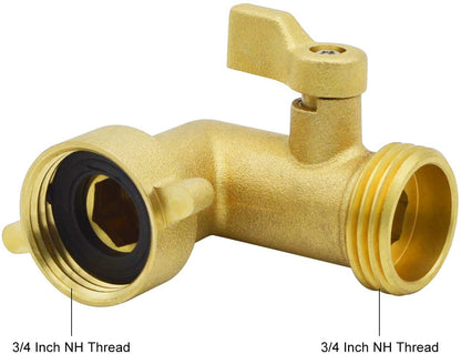 HYDRO MASTER Heavy Duty Brass Shut Off Valve,Garden Hose Elbow Connector,3/4" FHT x 3/4" MHT - watertech plumbing supply