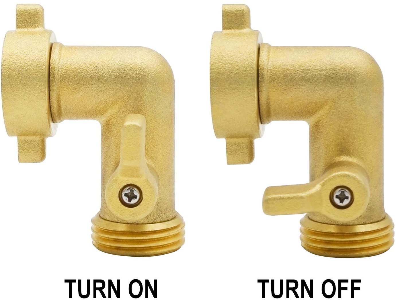 HYDRO MASTER Heavy Duty Brass Shut Off Valve,Garden Hose Elbow Connector,3/4" FHT x 3/4" MHT - watertech plumbing supply