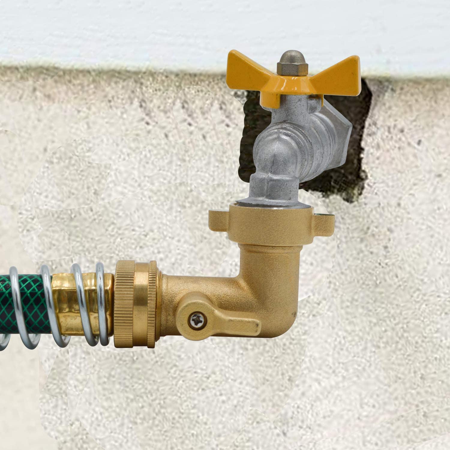 HYDRO MASTER Heavy Duty Brass Shut Off Valve,Garden Hose Elbow Connector,3/4" FHT x 3/4" MHT - watertech plumbing supply