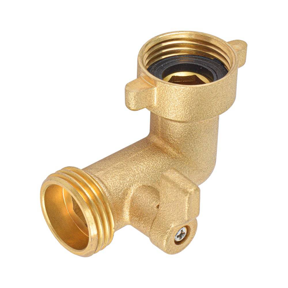 HYDRO MASTER Heavy Duty Brass Shut Off Valve,Garden Hose Elbow Connector,3/4" FHT x 3/4" MHT - watertech plumbing supply