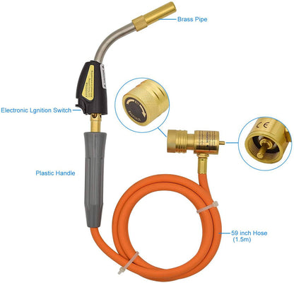 HYDRO MASTER 0280101 Self-Lighting Hand Welding Torch with 60 Inch Hose, connection suitable for Propane MAPP Propane and LPG Gas - watertech plumbing supply