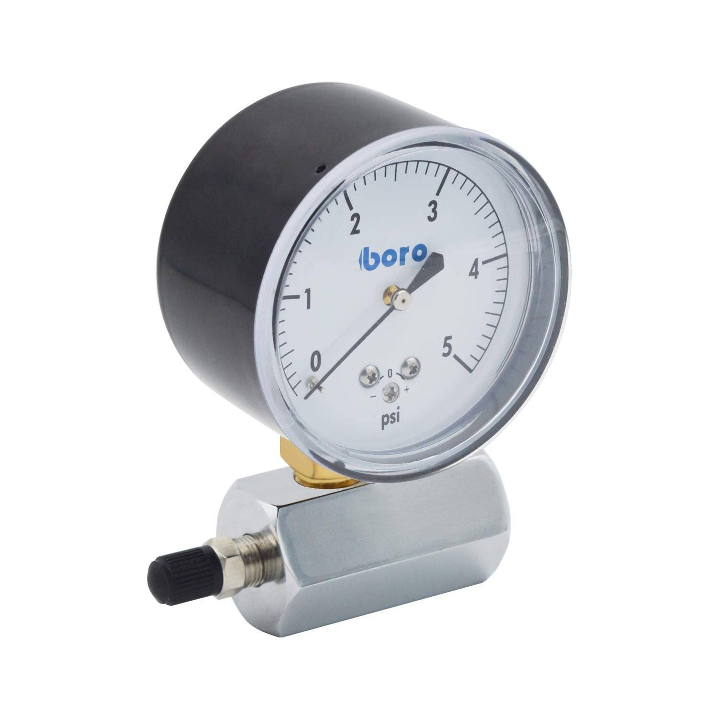 HYDRO MASTER 0221601 Gas Test Gauge Kit,2-1/2" Steel case Low Pressure Gauge(0-5 Psi),1/4"NPT Brass Lower,3/4" FNPT Chromed Manifold，+/- 1.5% Accuracy - watertech plumbing supply