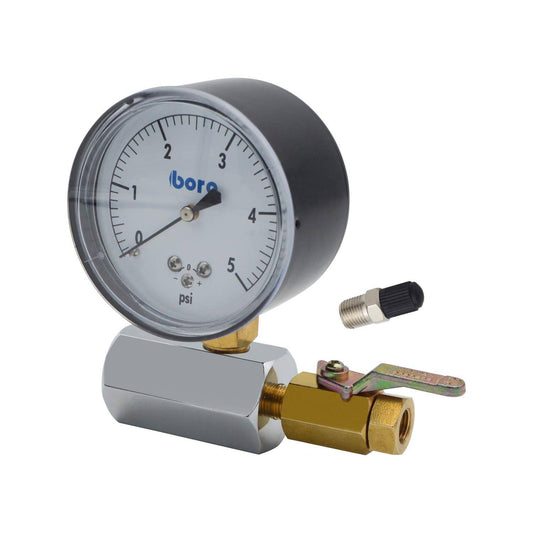HYDRO MASTER 0221601 Gas Test Gauge Kit,2-1/2" Steel case Low Pressure Gauge(0-5 Psi),1/4"NPT Brass Lower,3/4" FNPT Chromed Manifold，+/- 1.5% Accuracy - watertech plumbing supply
