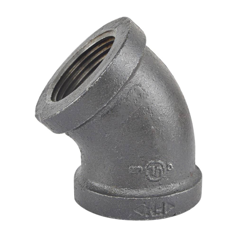 HYDRO MSATER NPT Thread Black Fittings 45° Elbow Iron Pipe Malleable Fittings - watertech plumbing supply