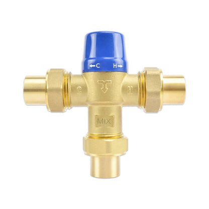 HYDRO MASTER Thermostatic Mixing Valve, Lead Free Brass Construction, Temperature Control, 3/4 Inch Sweat - watertech plumbing supply