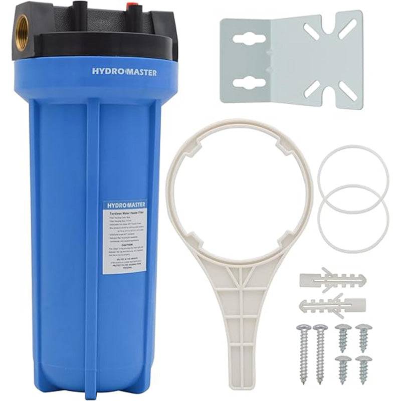 HYDRO MASTER Water Filter with Pressure Relife Button, Includes Housing, Filter Cartridge, Wrench, Bracket and Screw - watertech plumbing supply