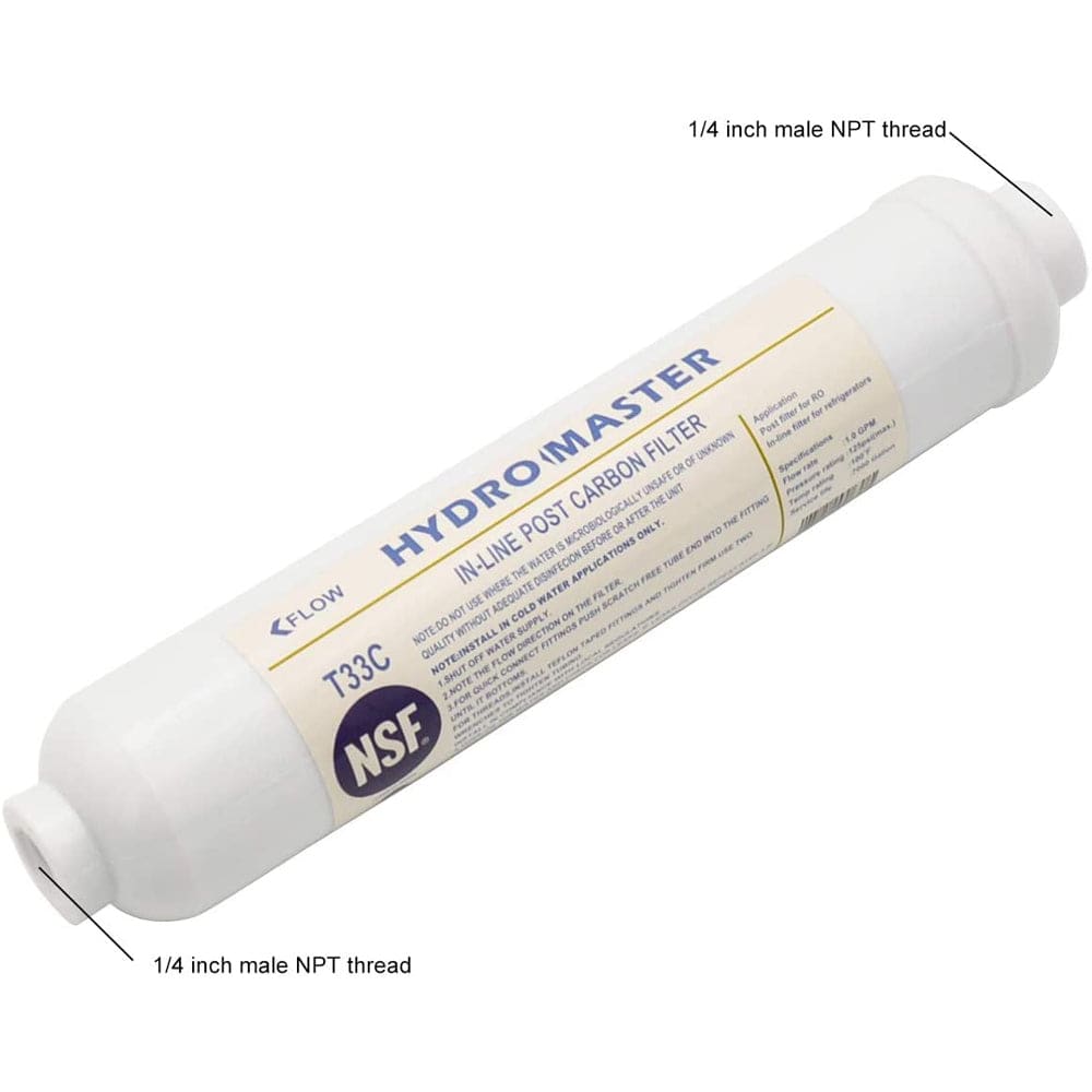 HYDRO MASTER IN-LINE POST CARBON FILTER With 1/4-Inch NPT Connection, 10 Inch x 2 Inch. - watertech plumbing supply